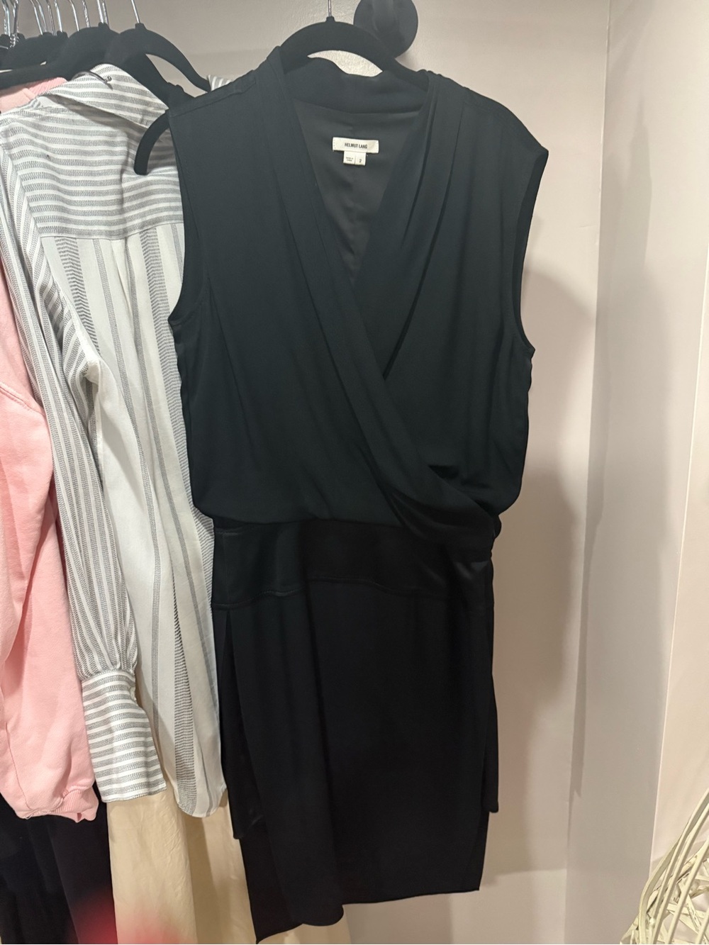 Helmut Lang Black Sleeveless Wrap-Front Mini Dress